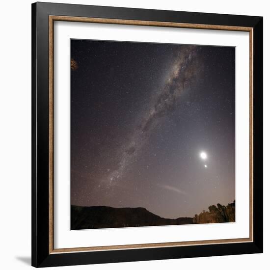 The Milky Way, the Moon and Venus over the Fields in Azul, Argentina-Stocktrek Images-Framed Photographic Print