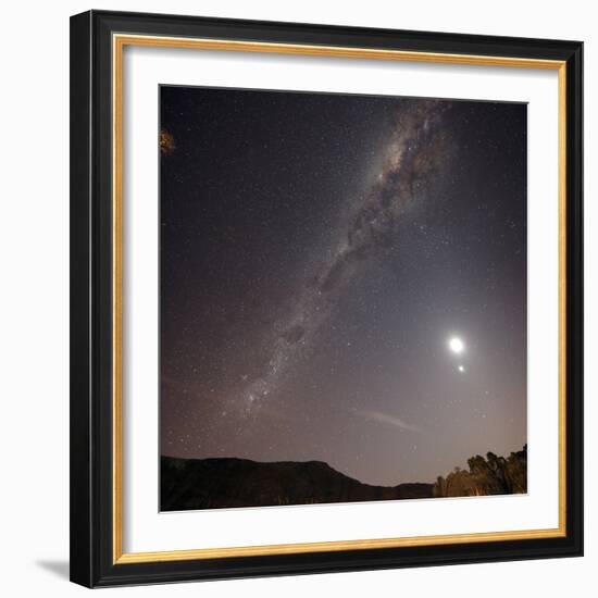 The Milky Way, the Moon and Venus over the Fields in Azul, Argentina-Stocktrek Images-Framed Photographic Print