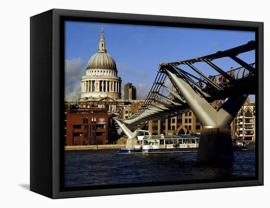 The Millennium Bridge Across the River Thames, with St. Paul's Cathedral Beyond, London, England-David Hughes-Framed Premier Image Canvas
