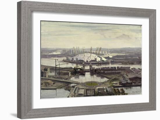The Millennium Dome from Canary Wharf-Julian Barrow-Framed Giclee Print