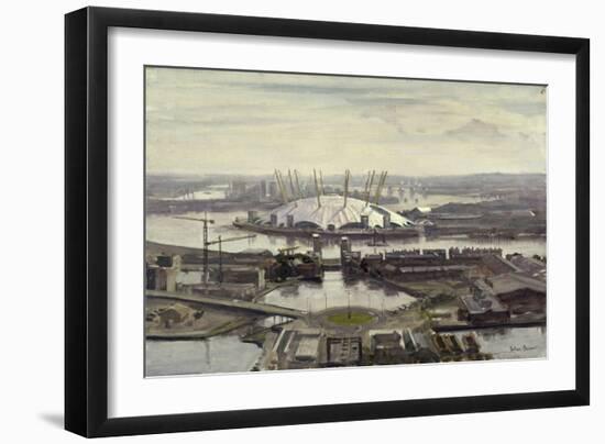 The Millennium Dome from Canary Wharf-Julian Barrow-Framed Giclee Print