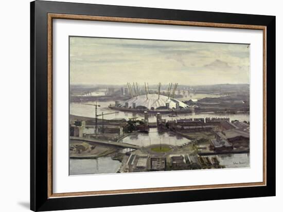 The Millennium Dome from Canary Wharf-Julian Barrow-Framed Giclee Print