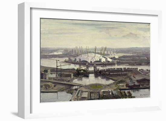 The Millennium Dome from Canary Wharf-Julian Barrow-Framed Giclee Print