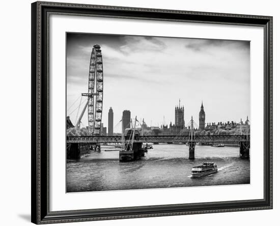 The Millennium Wheel and Houses of Parliament - Views of Hungerford Bridge and Big Ben - London-Philippe Hugonnard-Framed Photographic Print