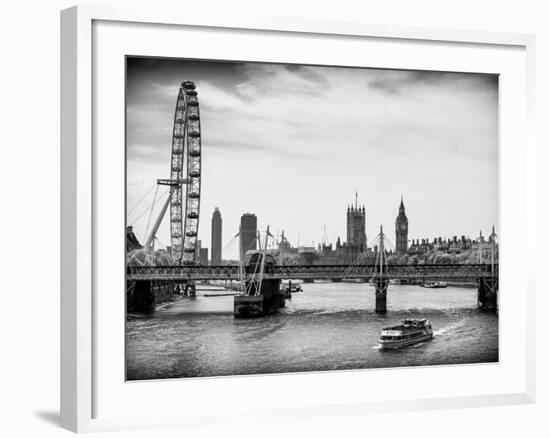 The Millennium Wheel and Houses of Parliament - Views of Hungerford Bridge and Big Ben - London-Philippe Hugonnard-Framed Photographic Print