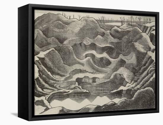 The Mine Crater, Hill 60, Ypres Salient (B/W Litho)-Paul Nash-Framed Premier Image Canvas