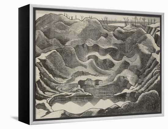 The Mine Crater, Hill 60, Ypres Salient (B/W Litho)-Paul Nash-Framed Premier Image Canvas