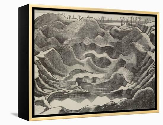 The Mine Crater, Hill 60, Ypres Salient (B/W Litho)-Paul Nash-Framed Premier Image Canvas