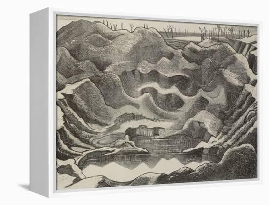 The Mine Crater, Hill 60, Ypres Salient (B/W Litho)-Paul Nash-Framed Premier Image Canvas