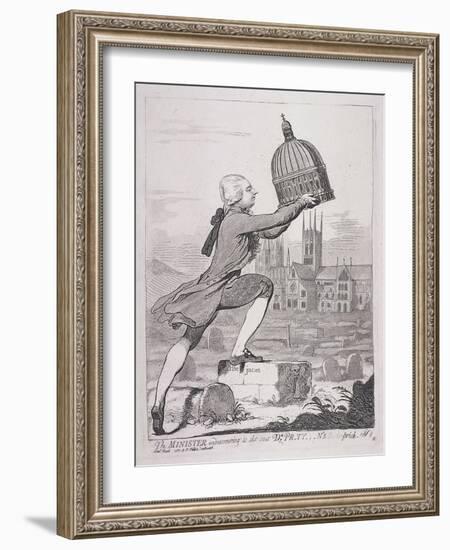 The Minister Endeavouring to Eke Out Dr Pr-Ty---N's Bisho-Prick, 1787-James Gillray-Framed Giclee Print