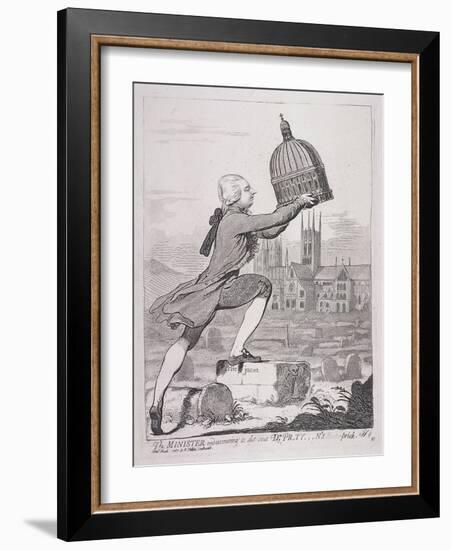 The Minister Endeavouring to Eke Out Dr Pr-Ty---N's Bisho-Prick, 1787-James Gillray-Framed Giclee Print