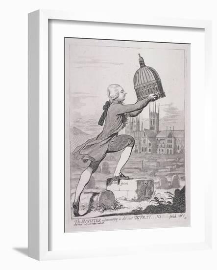 The Minister Endeavouring to Eke Out Dr Pr-Ty---N's Bisho-Prick, 1787-James Gillray-Framed Giclee Print