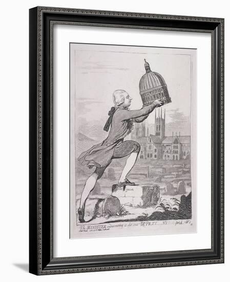 The Minister Endeavouring to Eke Out Dr Pr-Ty---N's Bisho-Prick, 1787-James Gillray-Framed Giclee Print