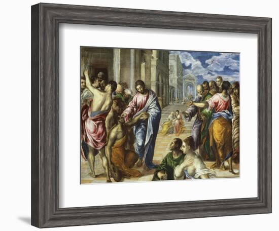 The Miracle of Christ Healing the Blind-El Greco-Framed Giclee Print