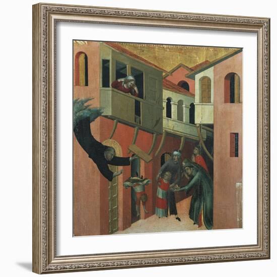 The Miracle of the Baby Who Fell from the Balcony-Simone Martini-Framed Giclee Print