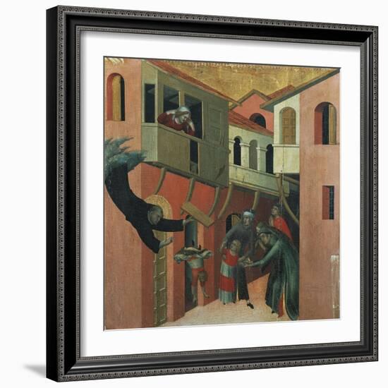 The Miracle of the Baby Who Fell from the Balcony-Simone Martini-Framed Giclee Print