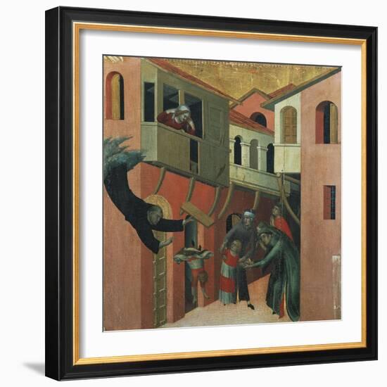 The Miracle of the Baby Who Fell from the Balcony-Simone Martini-Framed Giclee Print