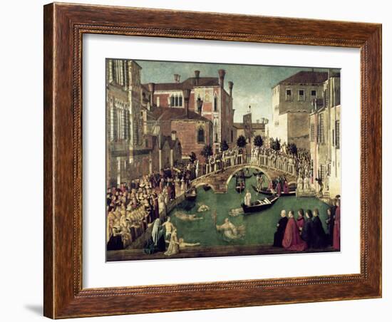 The Miracle of the Cross on San Lorenzo Bridge, 1500-Gentile Bellini-Framed Giclee Print