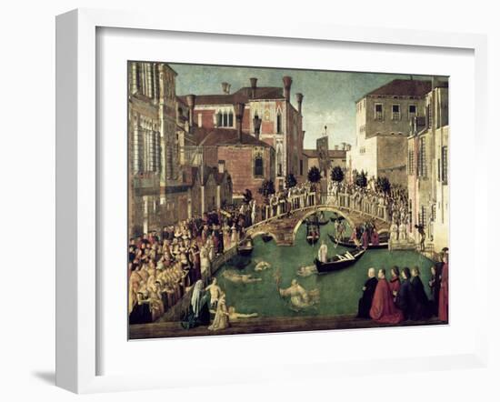 The Miracle of the Cross on San Lorenzo Bridge, 1500-Gentile Bellini-Framed Giclee Print