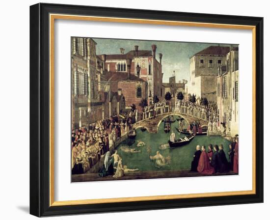 The Miracle of the Cross on San Lorenzo Bridge, 1500-Gentile Bellini-Framed Giclee Print