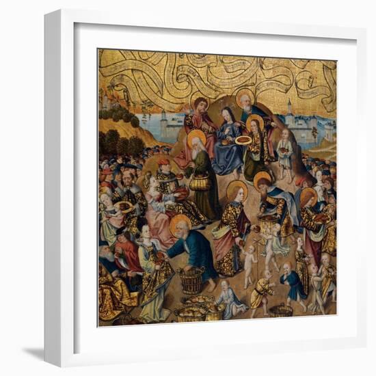 The Miracle of the Five Loaves and Two Fishes Par Anonymous, C.1500 (Oil on Wood)-Anonymous Anonymous-Framed Giclee Print