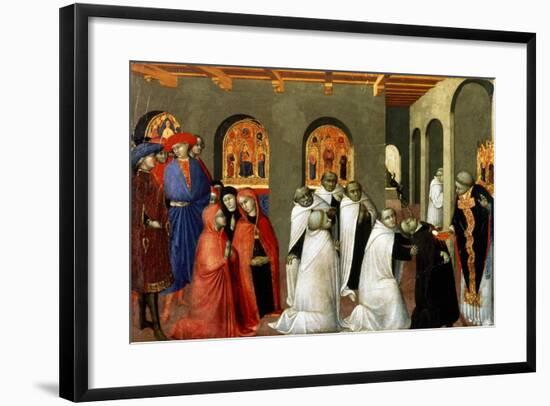 The Miracle of the Holy Sacrament, from the Predella of the Altar of the Holy Eucharist, 1423-Sassetta-Framed Giclee Print