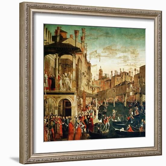 The Miracle of the Relic of the True Cross on the Rialto Bridge, 1494-Vittore Carpaccio-Framed Giclee Print