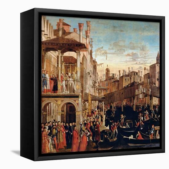The Miracle of the Relic of the True Cross on the Rialto Bridge, 1494-Vittore Carpaccio-Framed Premier Image Canvas