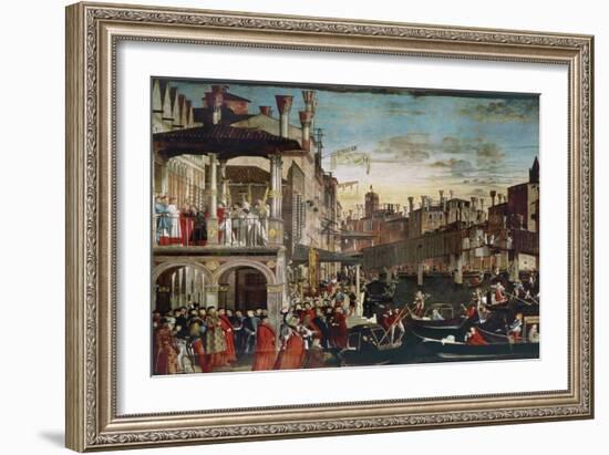 The Miracle of the Relic of the True Cross on the Rialto Bridge, 1496 (Oil on Canvas)-Vittore Carpaccio-Framed Giclee Print