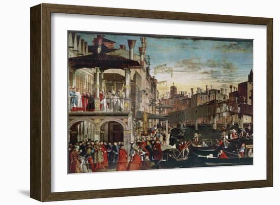 The Miracle of the Relic of the True Cross on the Rialto Bridge, 1496 (Oil on Canvas)-Vittore Carpaccio-Framed Giclee Print