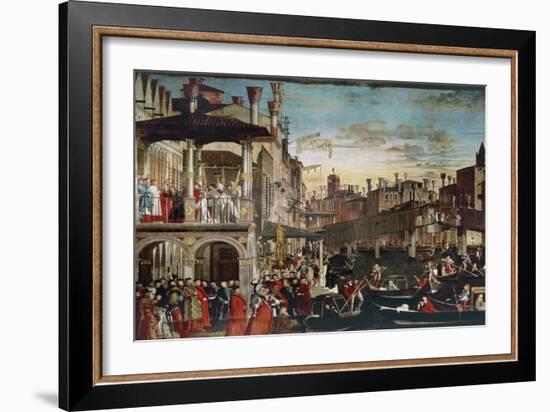 The Miracle of the Relic of the True Cross on the Rialto Bridge, 1496 (Oil on Canvas)-Vittore Carpaccio-Framed Giclee Print