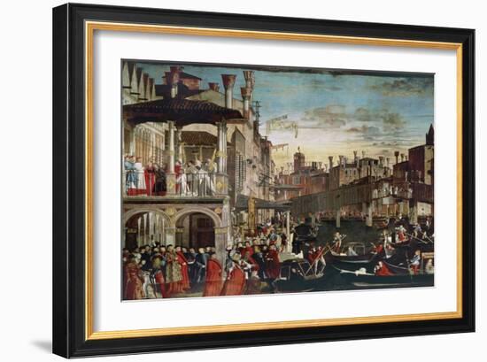 The Miracle of the Relic of the True Cross on the Rialto Bridge, 1496 (Oil on Canvas)-Vittore Carpaccio-Framed Giclee Print