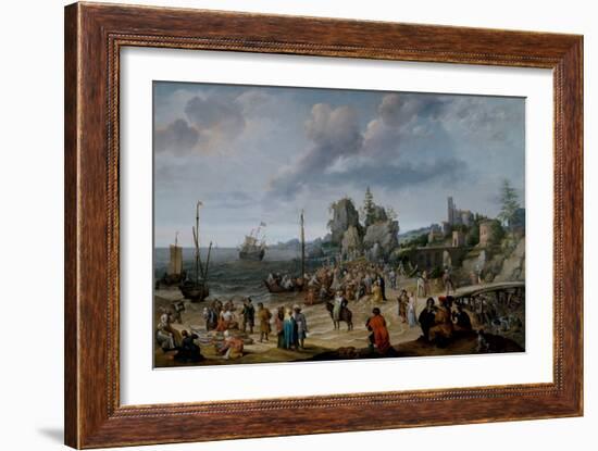 The Miracle on the Beach of Gennesaret, 16Th-17Th Century (Oil on Panel)-Adam Willaerts-Framed Giclee Print