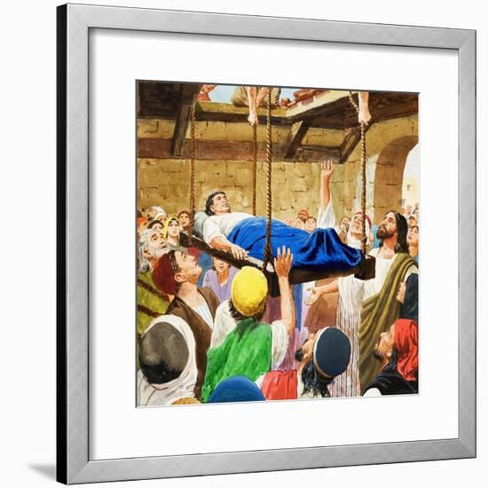 The Miracles of Jesus: Healing the Lame Man-Clive Uptton-Framed Giclee Print