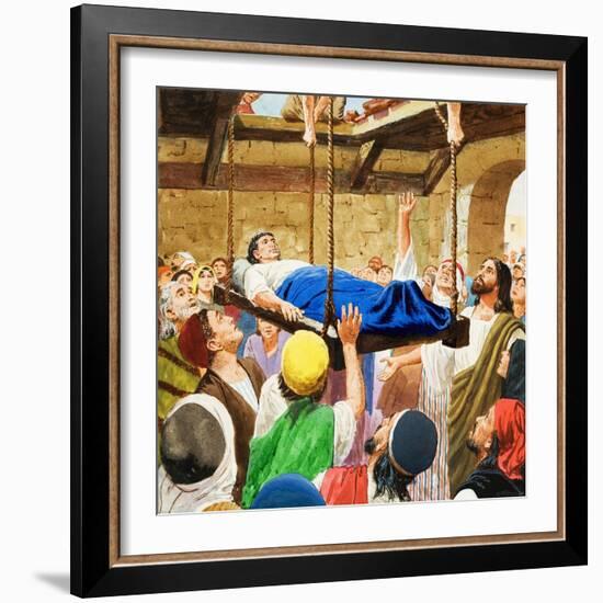 The Miracles of Jesus: Healing the Lame Man-Clive Uptton-Framed Giclee Print