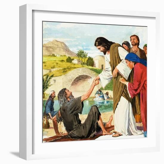 The Miracles of Jesus: Making the Lame Man Walk-Clive Uptton-Framed Giclee Print