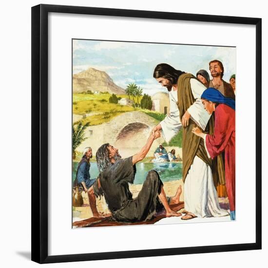 The Miracles of Jesus: Making the Lame Man Walk-Clive Uptton-Framed Giclee Print