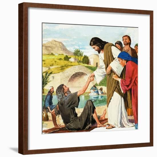 The Miracles of Jesus: Making the Lame Man Walk-Clive Uptton-Framed Giclee Print