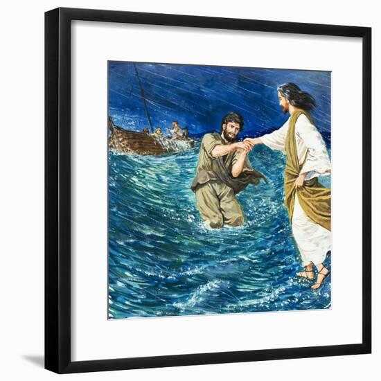 The Miracles of Jesus: Walking on Water-Clive Uptton-Framed Giclee Print