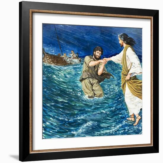 The Miracles of Jesus: Walking on Water-Clive Uptton-Framed Giclee Print