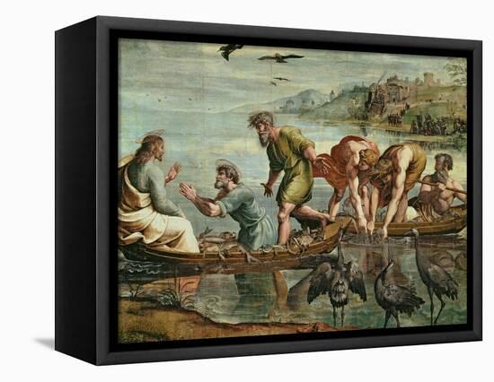 The Miraculous Draught of Fishes (Sketch for the Sistine Chapel) (Pre-Restoration)-Raphael-Framed Premier Image Canvas