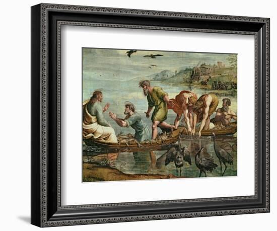 The Miraculous Draught of Fishes (Sketch for the Sistine Chapel) (Pre-Restoration)-Raphael-Framed Giclee Print