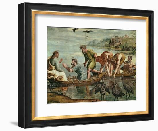 The Miraculous Draught of Fishes (Sketch for the Sistine Chapel) (Pre-Restoration)-Raphael-Framed Giclee Print