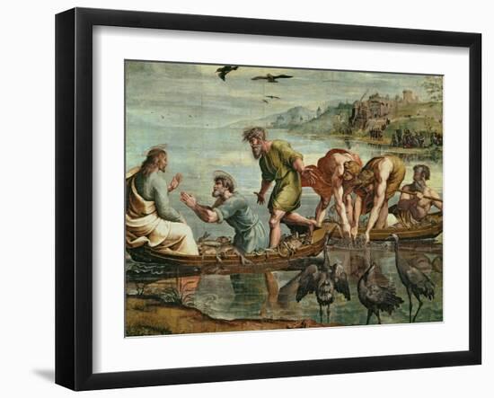 The Miraculous Draught of Fishes (Sketch for the Sistine Chapel) (Pre-Restoration)-Raphael-Framed Giclee Print