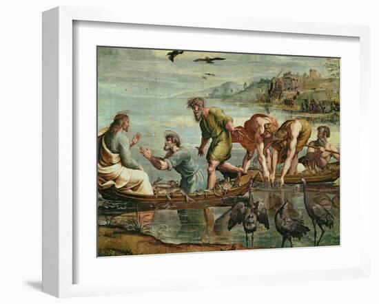 The Miraculous Draught of Fishes (Sketch for the Sistine Chapel) (Pre-Restoration)-Raphael-Framed Giclee Print