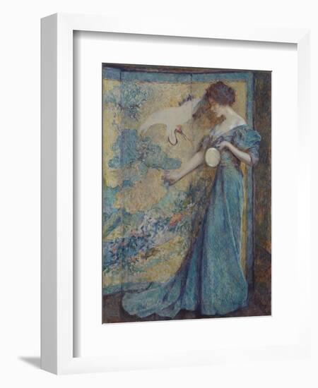 The Mirror, 1910, by Robert Reid, 1862-1929, American impressionist painting,-Robert Reid-Framed Art Print