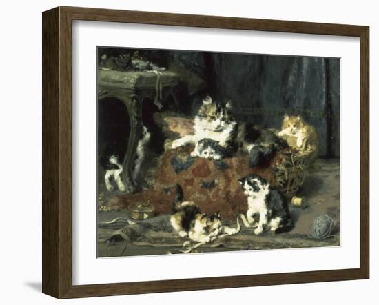 The Mischievous Cats-Charles Van Den Eycken-Framed Giclee Print