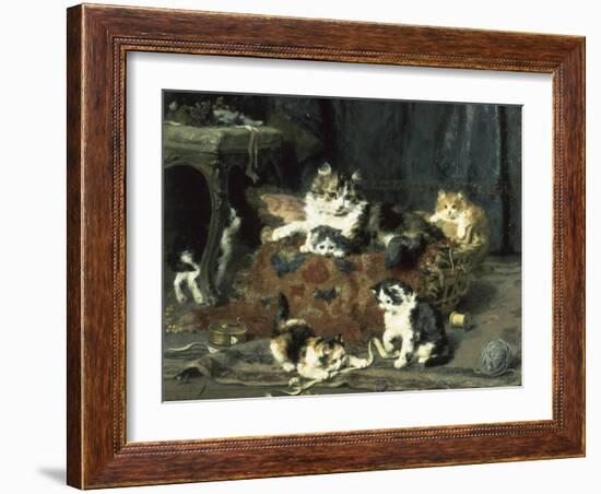 The Mischievous Cats-Charles Van Den Eycken-Framed Giclee Print