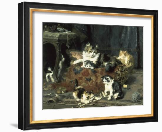 The Mischievous Cats-Charles Van Den Eycken-Framed Giclee Print