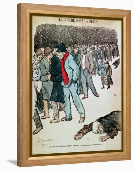 The Misery of Workers and the Unemployed in the Snow, Illustration from "Le Chambard Socialiste"-Théophile Alexandre Steinlen-Framed Premier Image Canvas